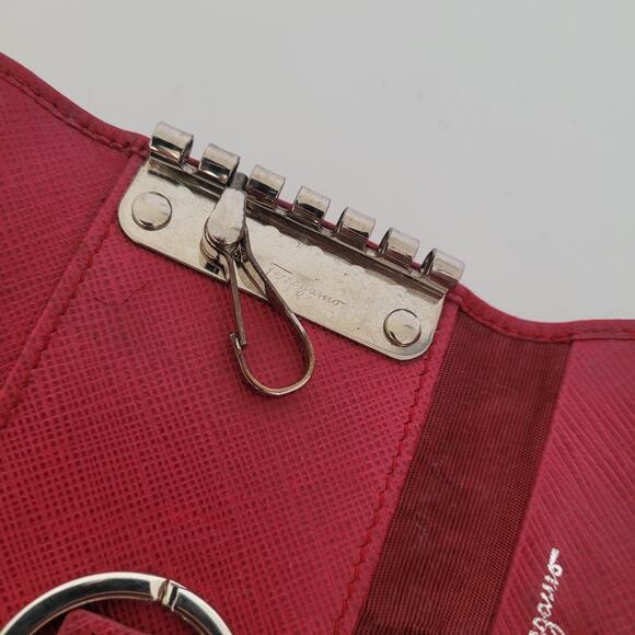 Salvatore Ferragamo Gancini Key Case Ring Holder Wallet Leather Small Pink - Picture 4 of 8